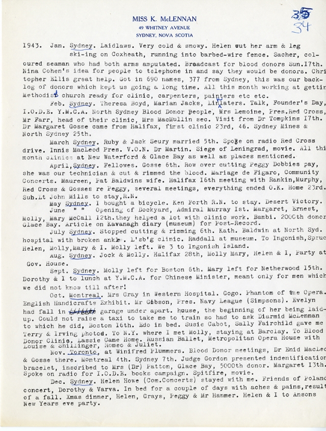 Katharine McLennan's Diary